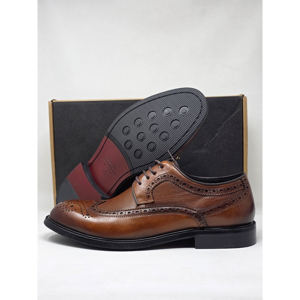Vintage Foundry Co Stannis Size 9.5 Men Cognac Leather Wingtip Dress Shoe VF1778